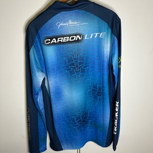 Bass Pro Shops Blue Gradient Men's Rash Guard. Small - Picture 4 of 5